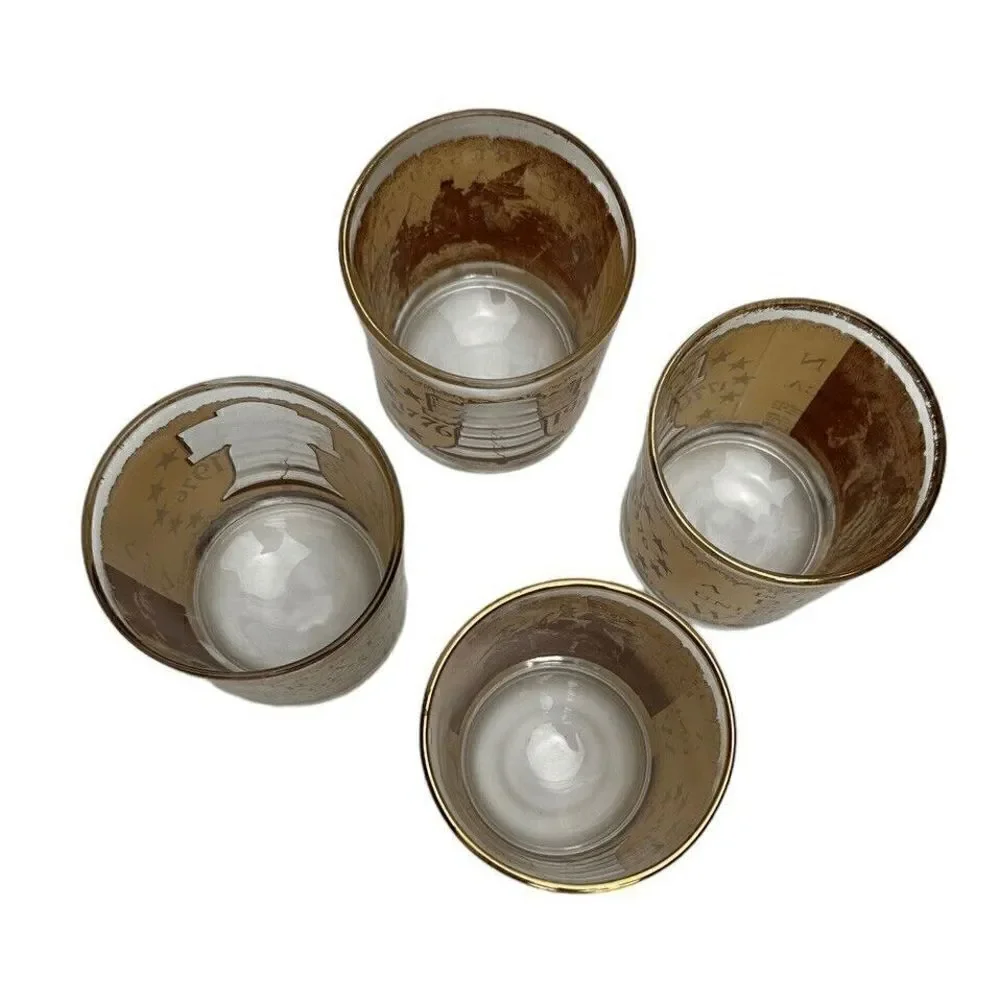 Vintage 1776 Patriotic Declaration Of Independence Whisky Bourbon Rocks Glasses